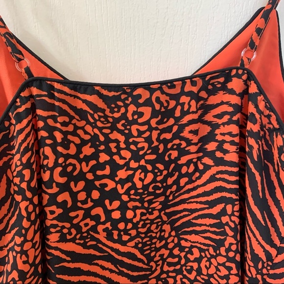 Orange Black Animal Print Silky Tank Top Women’s Size XS - Picture 5 of 16